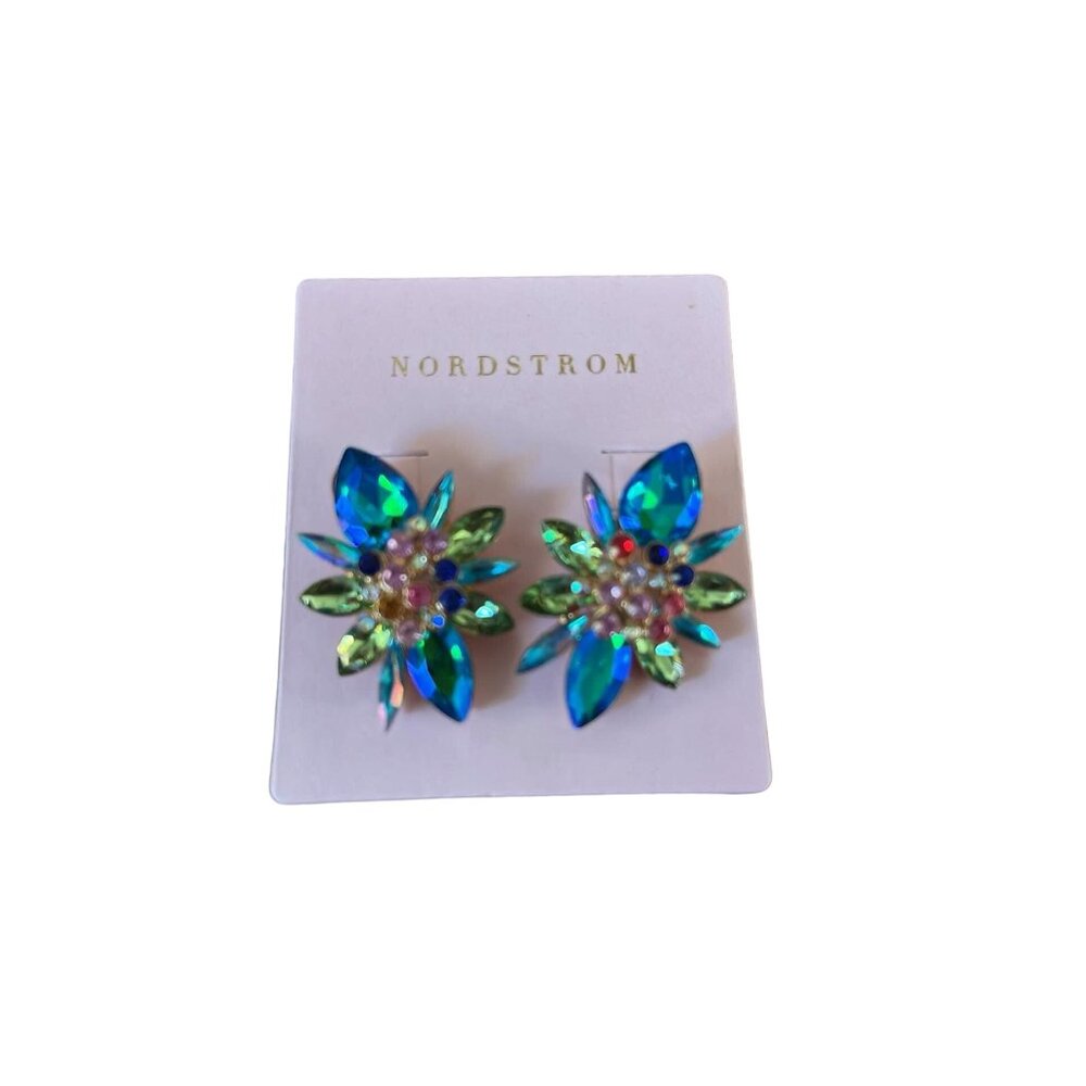 1 Pair Deluxe Oil Spill Color Beaded Glass Earrings Fashion Jewelry